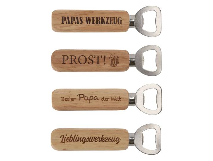 Flaschenöffner aus Eichenholz und Eisen, Kapselheber mit lustigen Sprüchen
