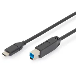DIGITUS USB Typ-C Verbindungskabel, Typ C auf B St/St, 1.8m, 3A, 5GB, 3.0 Version, sw