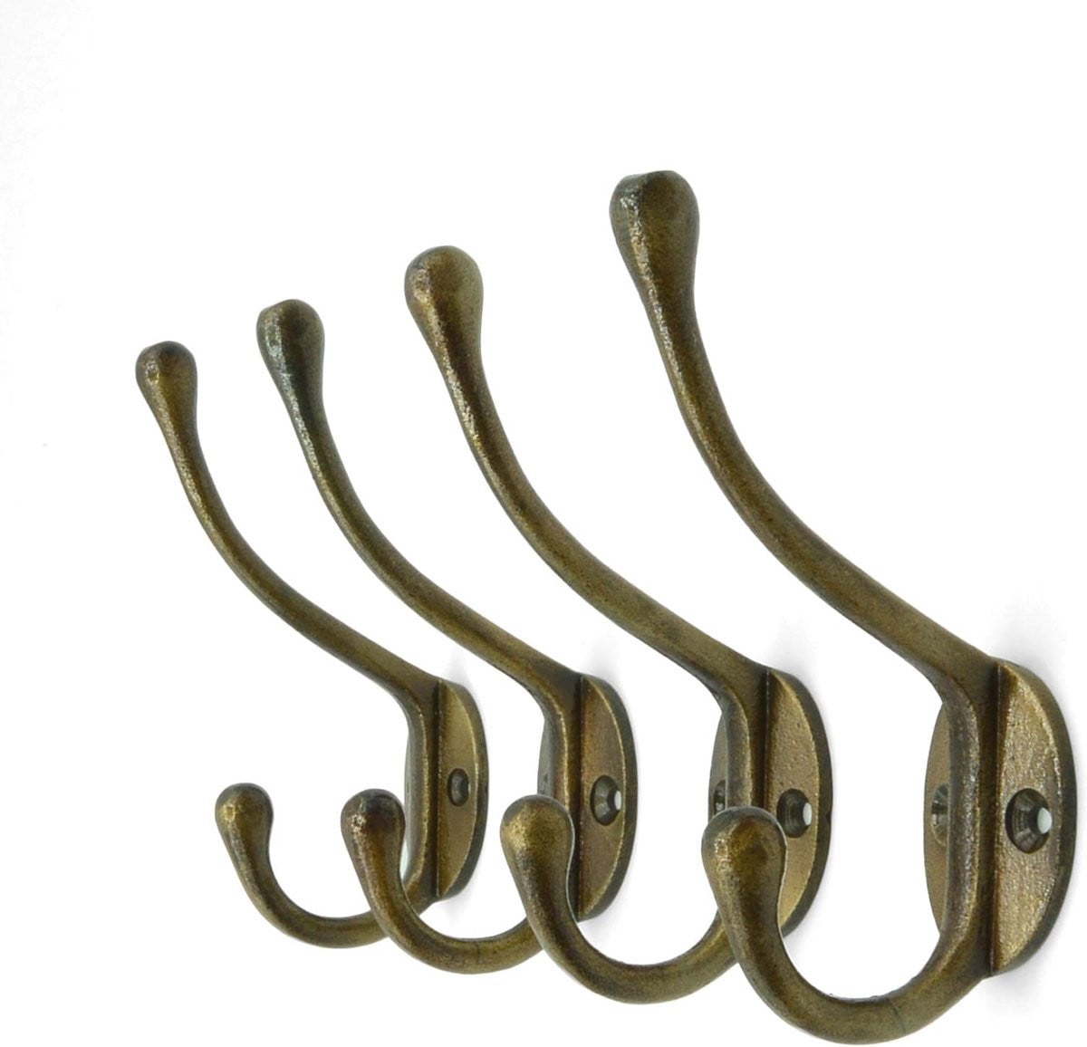Set van 4 vintage gietijzeren wandhaken voor jassen en accessoires