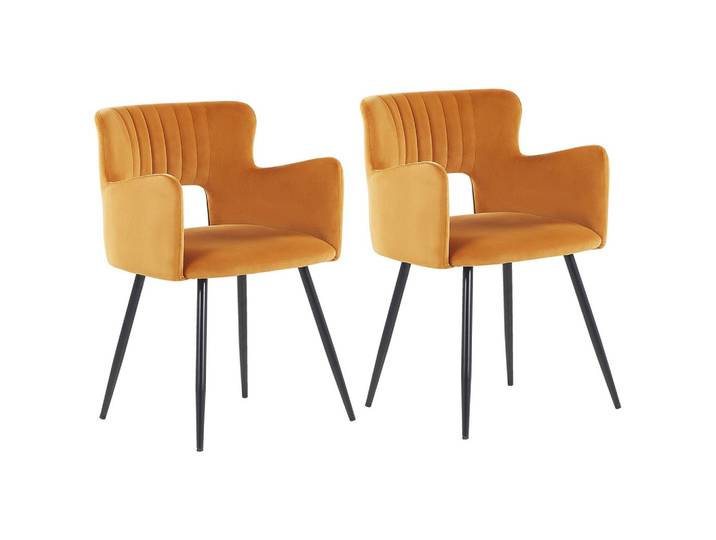 STUHL 2er-Set Samtstoff Orange Sanilac