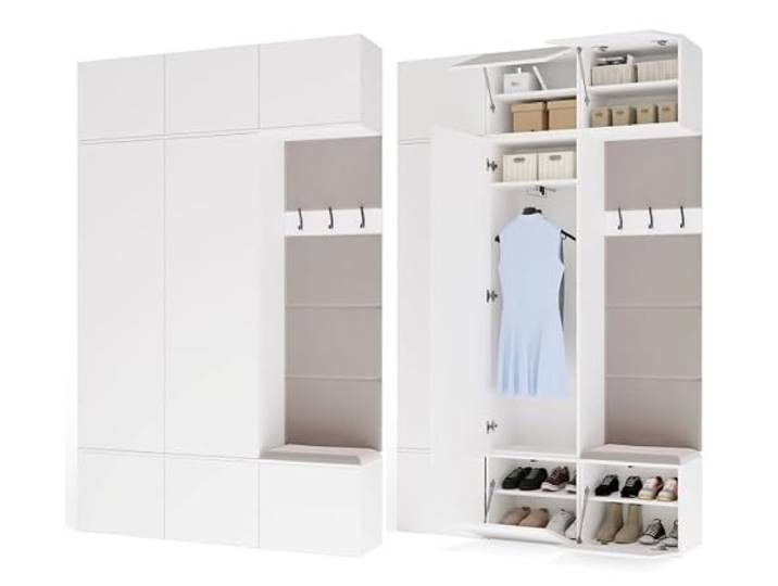 BDW Kleiderschrank HAGA III 2Schrank1Hänger Weiß 2X Schrank + Hänger