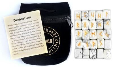 Uplifted Finds 25PCS Natural Rune Stone Set Irregular Engraved Energy Stones For Divination & Healing white Turquoise