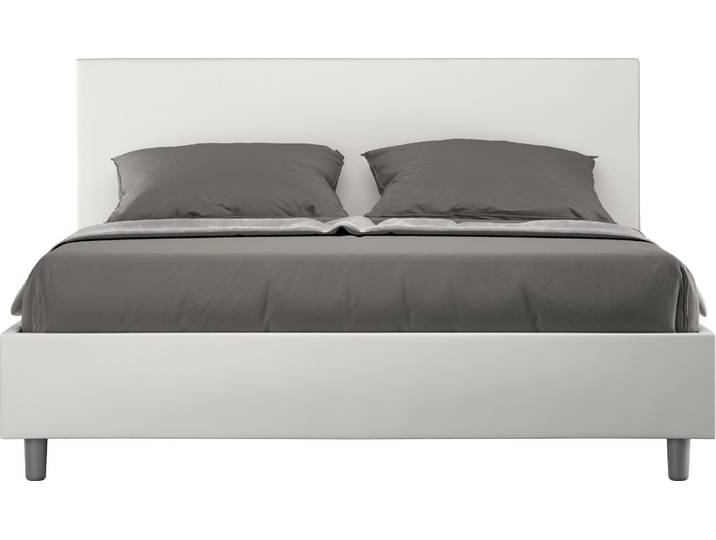 ITYHOME - Lit coffre rembourré 160x200 similicuir blanc Adele