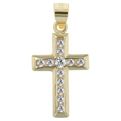 Kreuzanhänger AKZENT "Aisha" aus 925 Sterlingsilber, rhodiniert, langlebig", gold (vergoldet), Schmuckanhänger, Damen, Silber 925 (Sterlingsilber)
