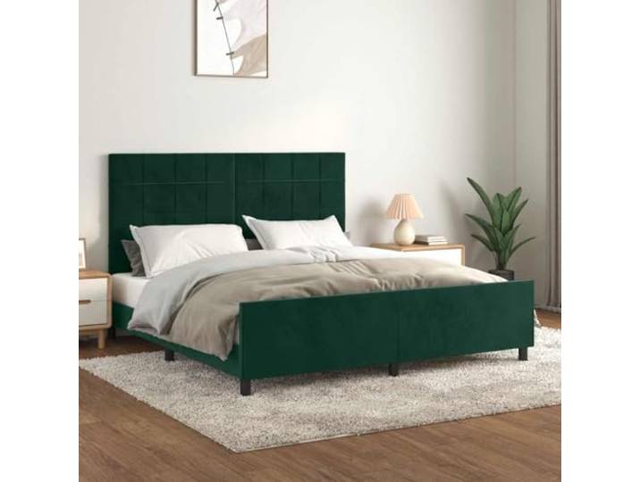 Samt Höhenverstellbar Bettgestell mit Kopfteil Dunkelgrün 180 x 200 cm Bettgestell mit Kopfteil Dunkelgrün 180x200 cm Samt höhenverstellbar mit Stützbeinen und Sperrholzlatten für erholsamen