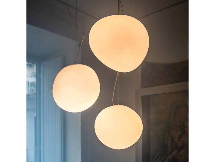 Foscarini Designer Hängeleuchte Gregg media, dimmbar, weiß / opal, für Wohn- / Esszimmer, Glas, Design