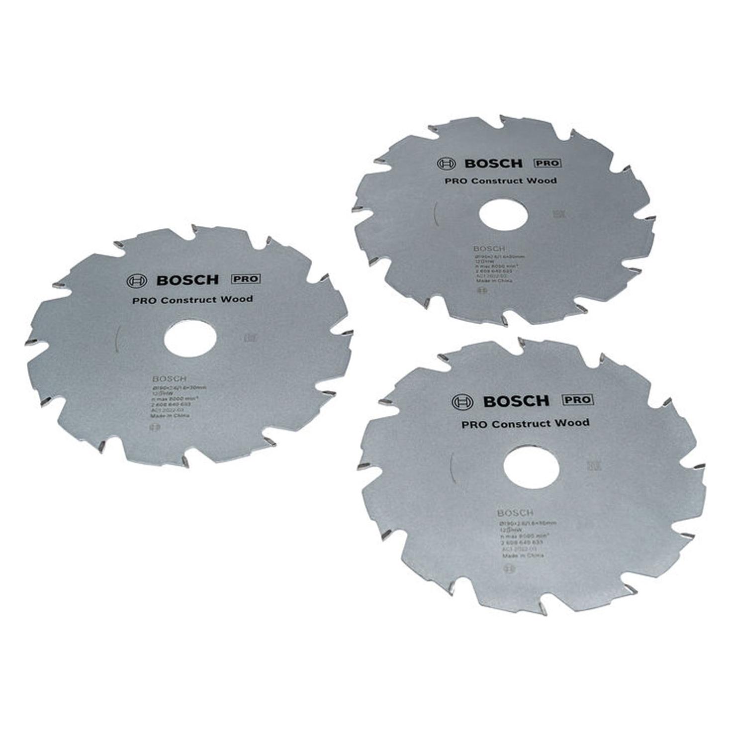Bosch Professional Zubehör Promo 3er Pack, 190 mm CW Wood (2608644737)