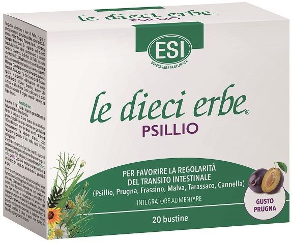 ESI Srl ESI Le Dieci Erbe Psillio, Integratore per il Transito Intestinale, 20 Bustine, Psillio, Prugna, Regolarità Intestinale