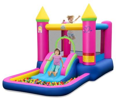 Inflatable Bounce House w/Ball Pit & 480/520W Blower for Boys Girls