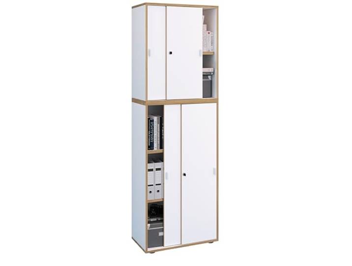 VCM Büroschrank Weiß 60x33x183 cm 4 Türen 5 Fächer für Homeoffice Büromöbel Ordnung für Akten und Ordner - praktisch fürs Homeoffice und Büro - für Angestellte und Selbstständige, Holzwerkstoff