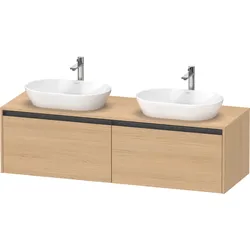 Duravit Ketho.2 Konsolenwaschtischunterbau, Beckenausschnitt beidseitig, 1600x459x550mm, 2 Auszüge, K24889B30300000, Farbe: Eiche Natur Dekor