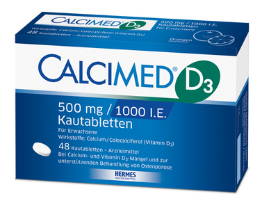 HERMES Arzneimittel GmbH CALCIMED D3 500 mg/1000 I.E. Kautabletten 48 St 07682505