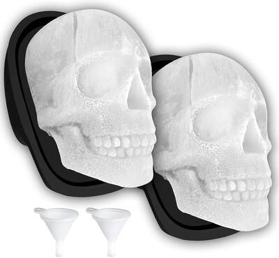 Uplift Treasures Large 3D Skull Ice Mold For Whiskey 2 Pcs