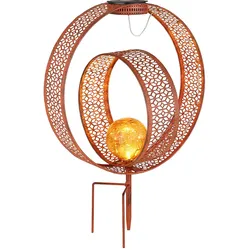 Solarlampe orientalische Kugel Dekoleuchte Garten Solar Solarlampe Metall für Außen, Crackle Glas, rost Optik, 1x LED 0,06W warmweiß, LxBxH 30x20x42 cm