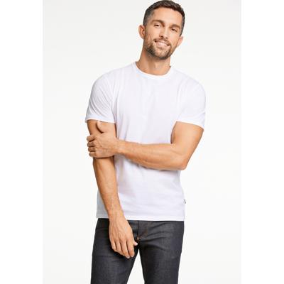 Kurzarmshirt LINDBERGH "T-Shirt (Kurzarm) Relaxed Fit", Herren, Gr. L, weiß, Obermaterial: 100% Baumwolle, unifarben, lässig geschnitten, Rundhals, Shirts