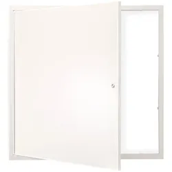 VEVOR Revisionsklappe für Trockenbauwände 412 x 412 mm Einbaugröße Stahl für Wände und Decken in Büros Geschäften Fabriken und Hotels, 165° Öffnung, Nockenschloss und Weiße Lackierbare Oberfläche