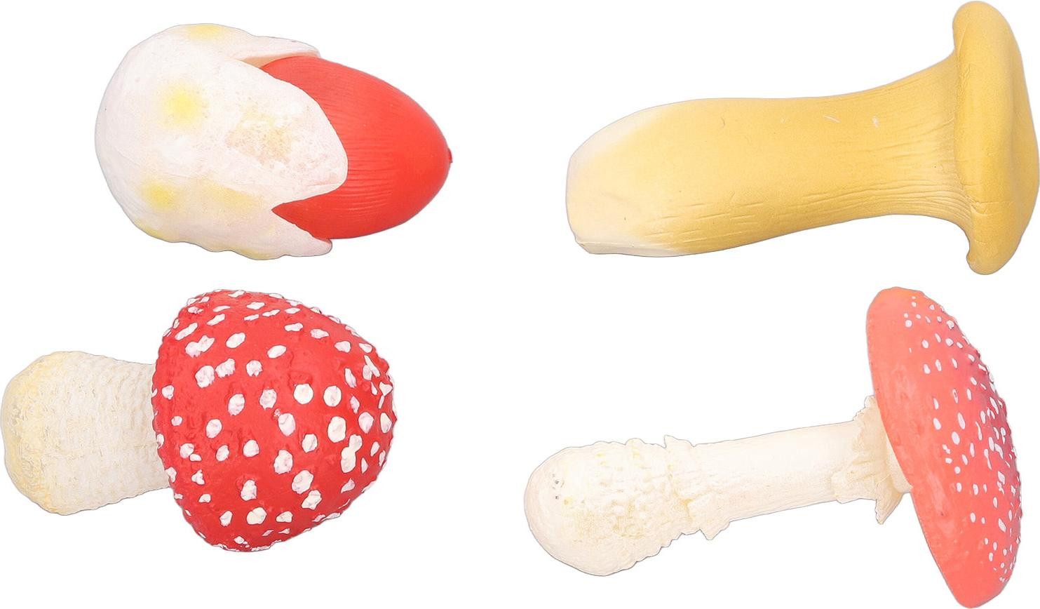 Gistuch Set van 4 gedetailleerde miniatuurmodellen van paddenstoelen, type 2