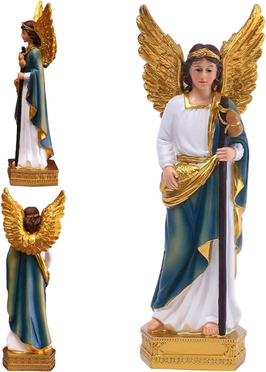Engel Beeld Beschermengel Sculptuur Goudkleurig Hoogte: 22,5 cm