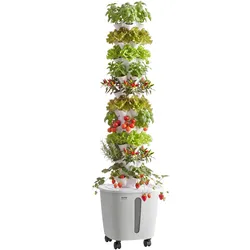 VEVOR Hydroponik-Turm, 50 Pods, Hydrotower 10 Ebenen, Hydroponik-Anbausystem-Set mit App-Steuerung, Rädern, 20-L-Wassertank & Pumpe, Hydroponic Tower für Kräuter, Obst & Gemüse im Innenbereich