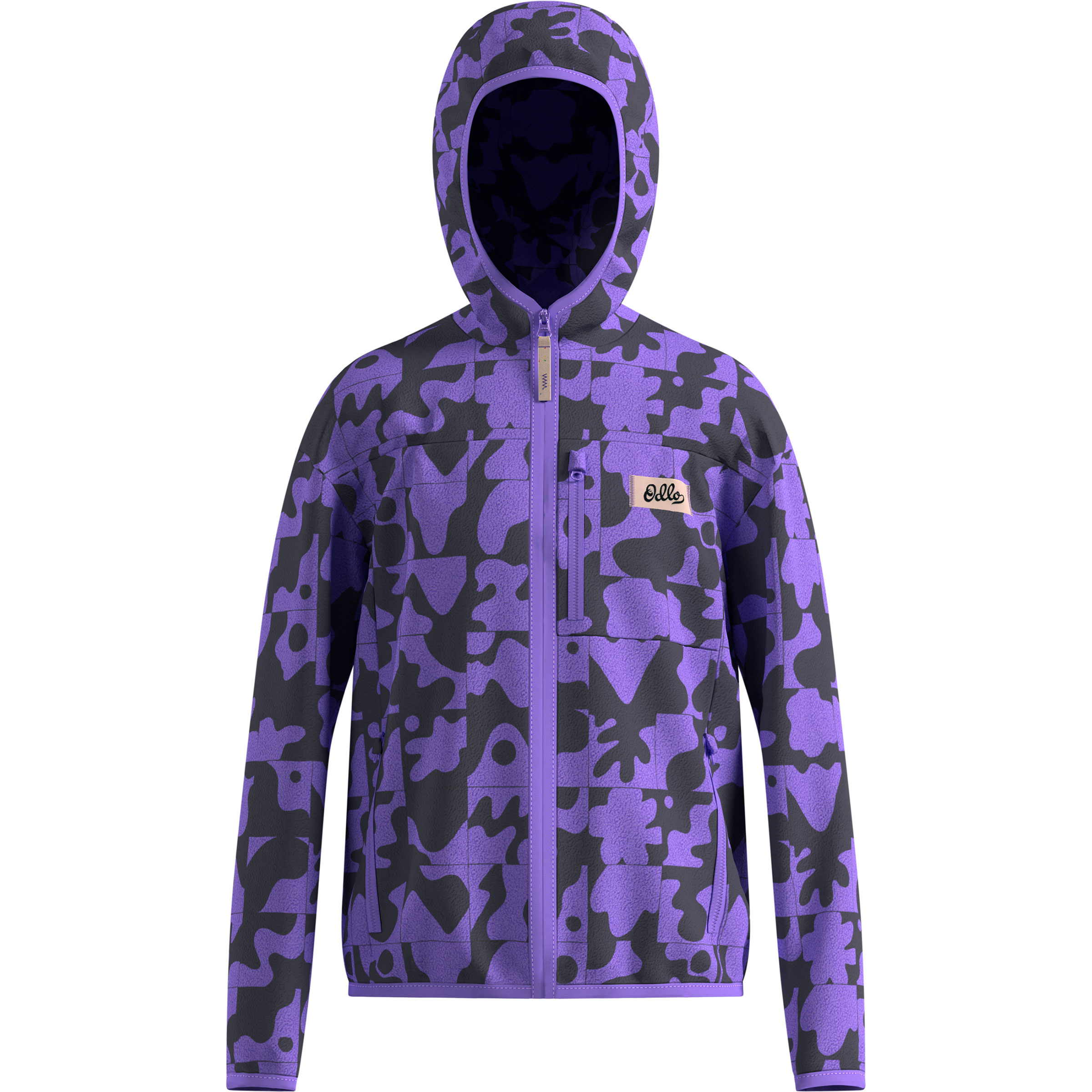 Odlo High Pile Print Kinder Fleecejacke lila Größe 116 Trekking Elastisch
