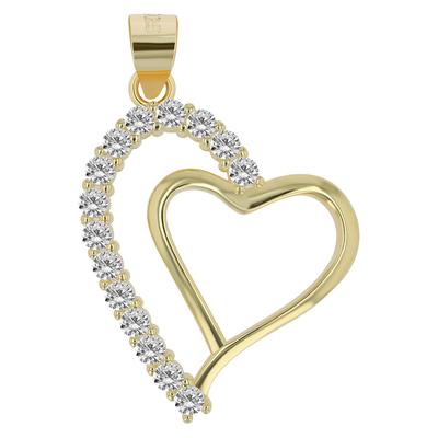 Herzanhänger AKZENT "Poppy" aus 925 Sterlingsilber, rhodiniert, langlebig", gold (vergoldet), Schmuckanhänger, Damen, Silber 925 (Sterlingsilber)