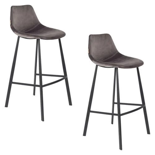 Dutchbone Franky Velvet barkruk set van 2
