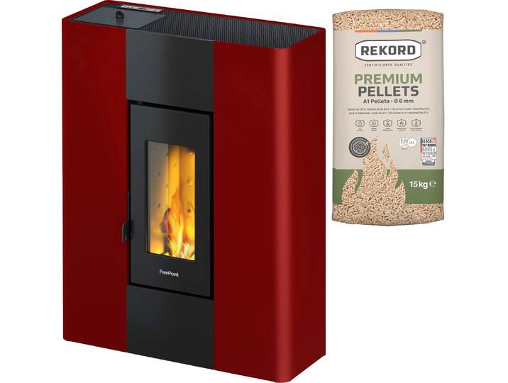 Pelletofen FREEPOINT Roxy Stand , rot (schwarz), Kaminöfen, Pelletofen