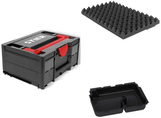 Set STIER Systainer³ II Black Edition + Deckelpolster genoppt + Systainer-Tiefzieheinsatz