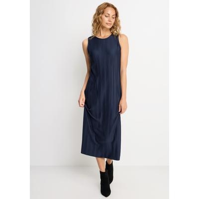 Plisseekleid LASCANA "in Midilänge mit gerader Passform", Damen, Gr. 40, N-Gr, Jersey, navy, Jersey, Obermaterial: 88% Polyester, 12% Elasthan, unifarben, figurumspielend ca. Mitte Wade, Rundhals, Kleider, Partykleid in Midilänge, elegantes...