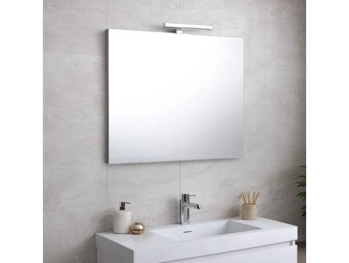 Kiamami Valentina Miroir 90x60 Bordure Fil Brillant avec Panneau arrière en Bois + Lampe