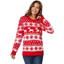 tectake® Weihnachtspullover Winterzauber rot-weiß für Frauen