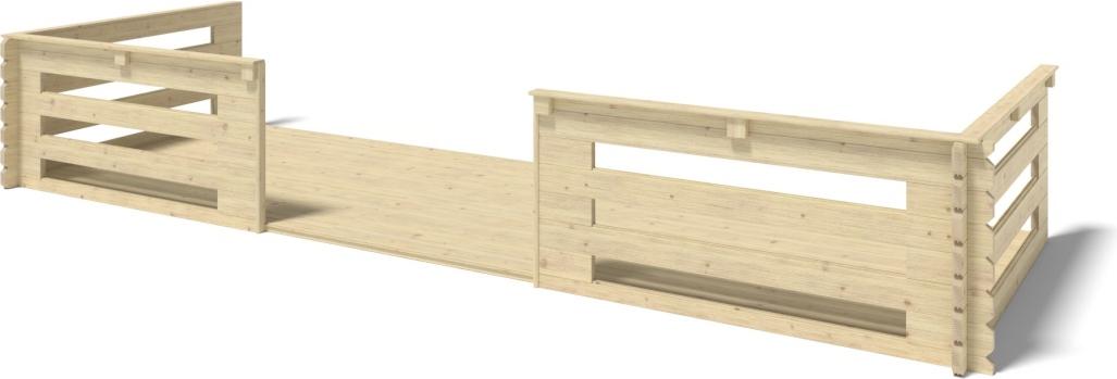 Veranda zum Gartenhaus 6x2m - Farbe Holz