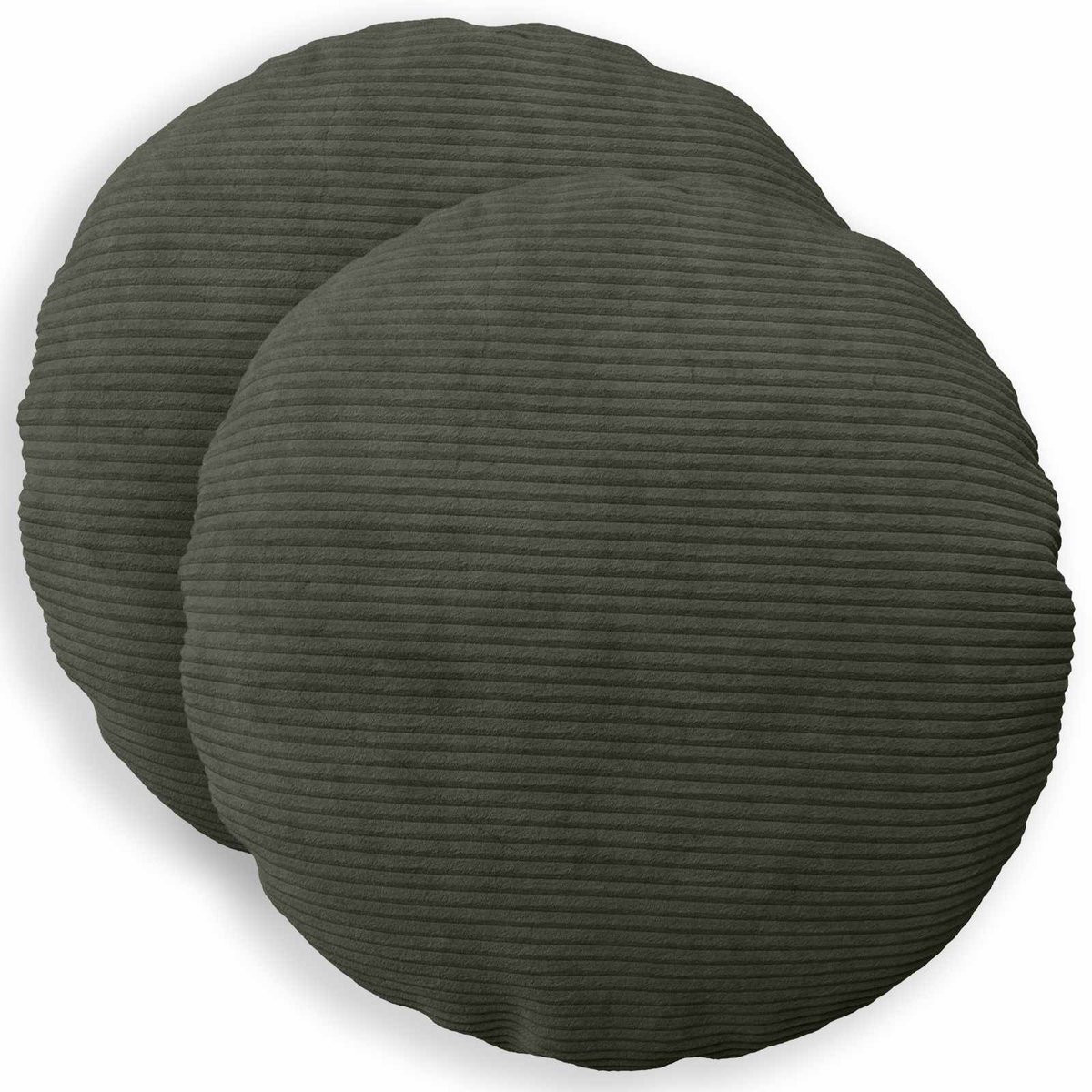 vidaXL Kussenslopen Corduroy - 2 stuks - Antraciet - Diam. 40 cm