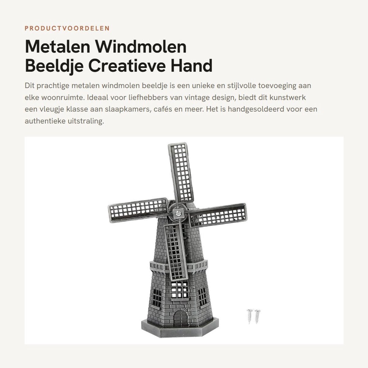Dailygoods Metalen Windmolen Beeldje Vintage Decoratie