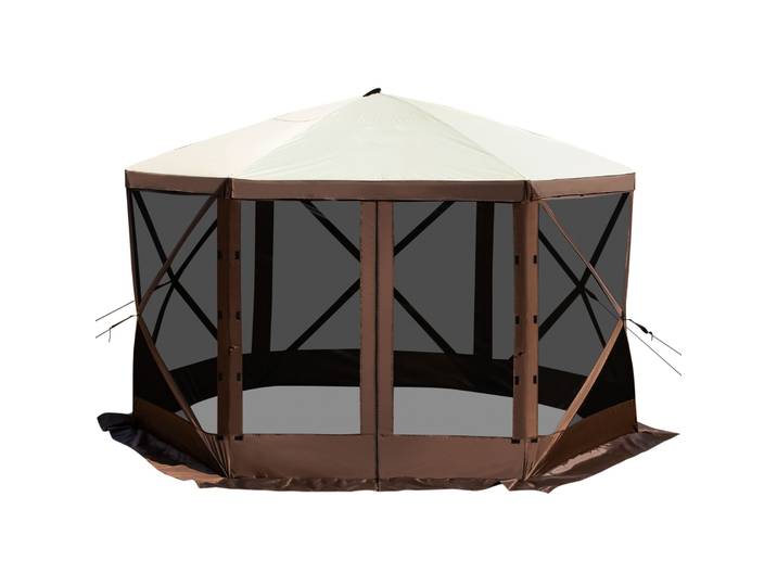 SucceBuy Gazebo de camping pop-up Abri auvent de camping 6 faces 12' x 12' Pare-soleil Tentes et auvents Camping et randonnée