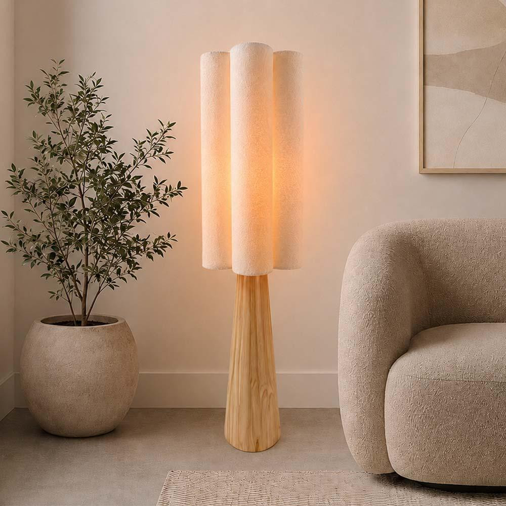 Milton & Oldbrook Bacau staande lamp, wit, bouclé