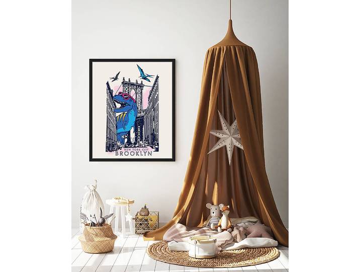 Tableau déco Dino in NY 53 x 63cm Multicolore