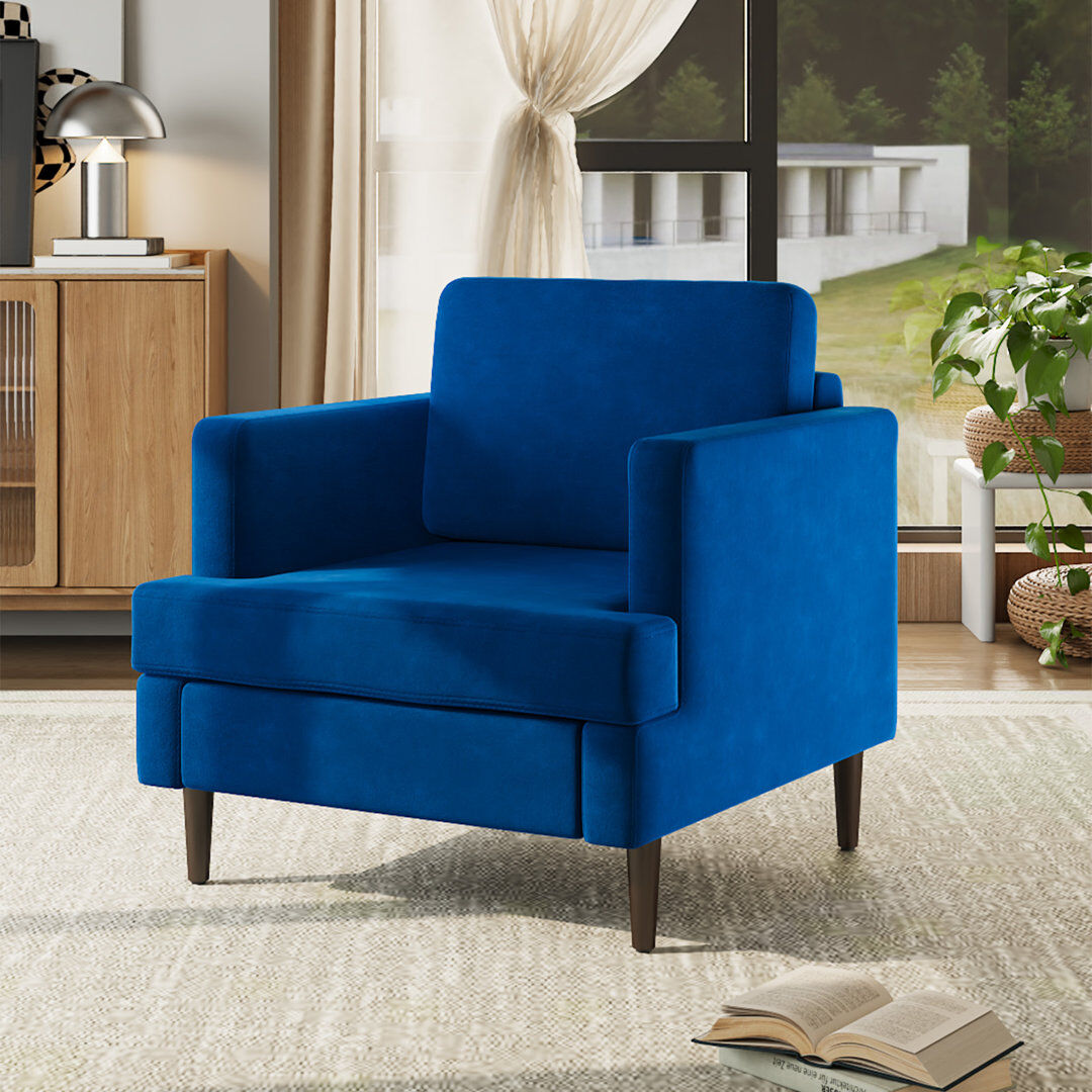 George Oliver Mid-Century Single Accent Chairs Armchair Blue 76;80cm H X 76cm W X 80cm D