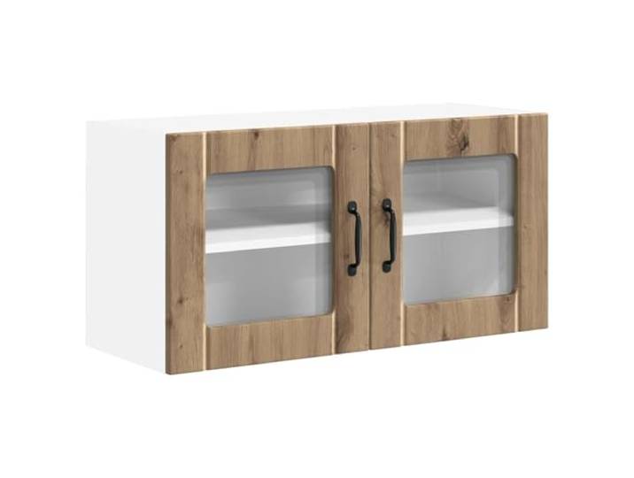 IBUQDDV Wandglas-Schrank Lucca Artisan-Eiche 80 x 31 x 40 cm Holzwerkstoff, Rahmenmaterial Holzwerkstoff, rechteckige Form, Innenbereich, moderne Ästhetik, minimalistische Küchen