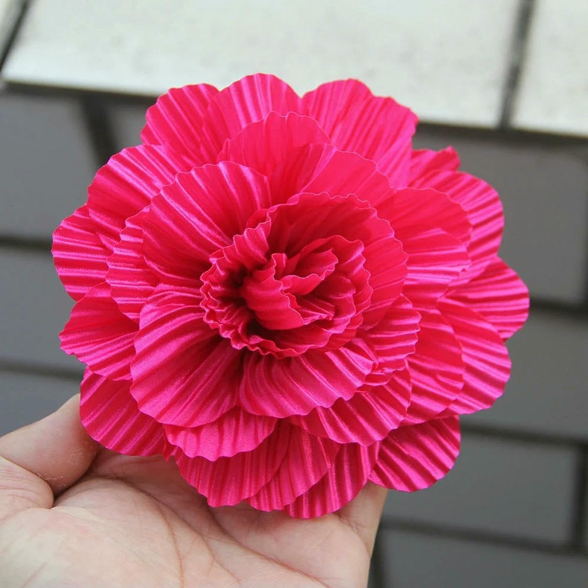 Zijden Kunstbloem Pioenroos Fuchsia - Gigantische Bloemen voor Bloemenmuur Decoratie - Groot Formaat - 12 cm