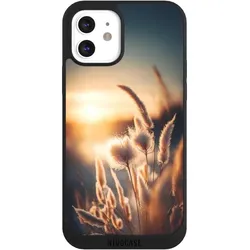 Nivocase Handyhülle für Apple iPhone 12 Hülle NIVOpure Case Schwarz Natur Sonne Pampasgras (Apple iPhone 12), Smartphone Hülle, Schwarz