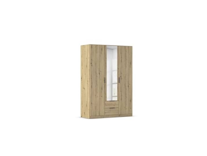 Rauch Möbel LAGOA, Kleiderschrank, Farbe Eiche Artisan, Breite 136 cm Schrank, 3-türig, Spiegel, 2 Schubladen, Zubehör Classic, für Schlafzimmer, Kinderzimmer, Babyzimmer, Garderobe