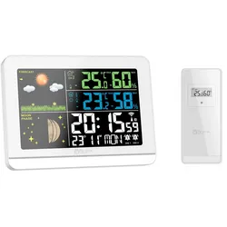 digi-tech GmbH Funk-Wetterstation mit Farbdisplay Außensensor Schimmelwarner Hygrometer Barometer Datumsanzeige