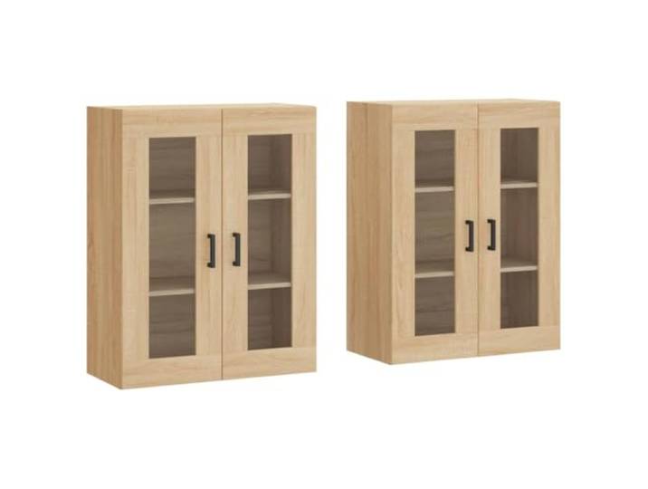 Kaorsrow Wandschränke 2 STK. Sonoma-Eiche Holzwerkstoff 69,5x34x90 cm Platzsparende Hängeschränke mit Glastüren für Wohnzimmer und Flur, flexibel als Sideboard-Aufsatz nutzbar.