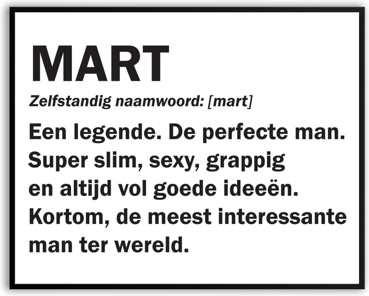 Grappige fotolijst met glas Man Vrouw - Poster voor verjaardag - 30 x 40 cm