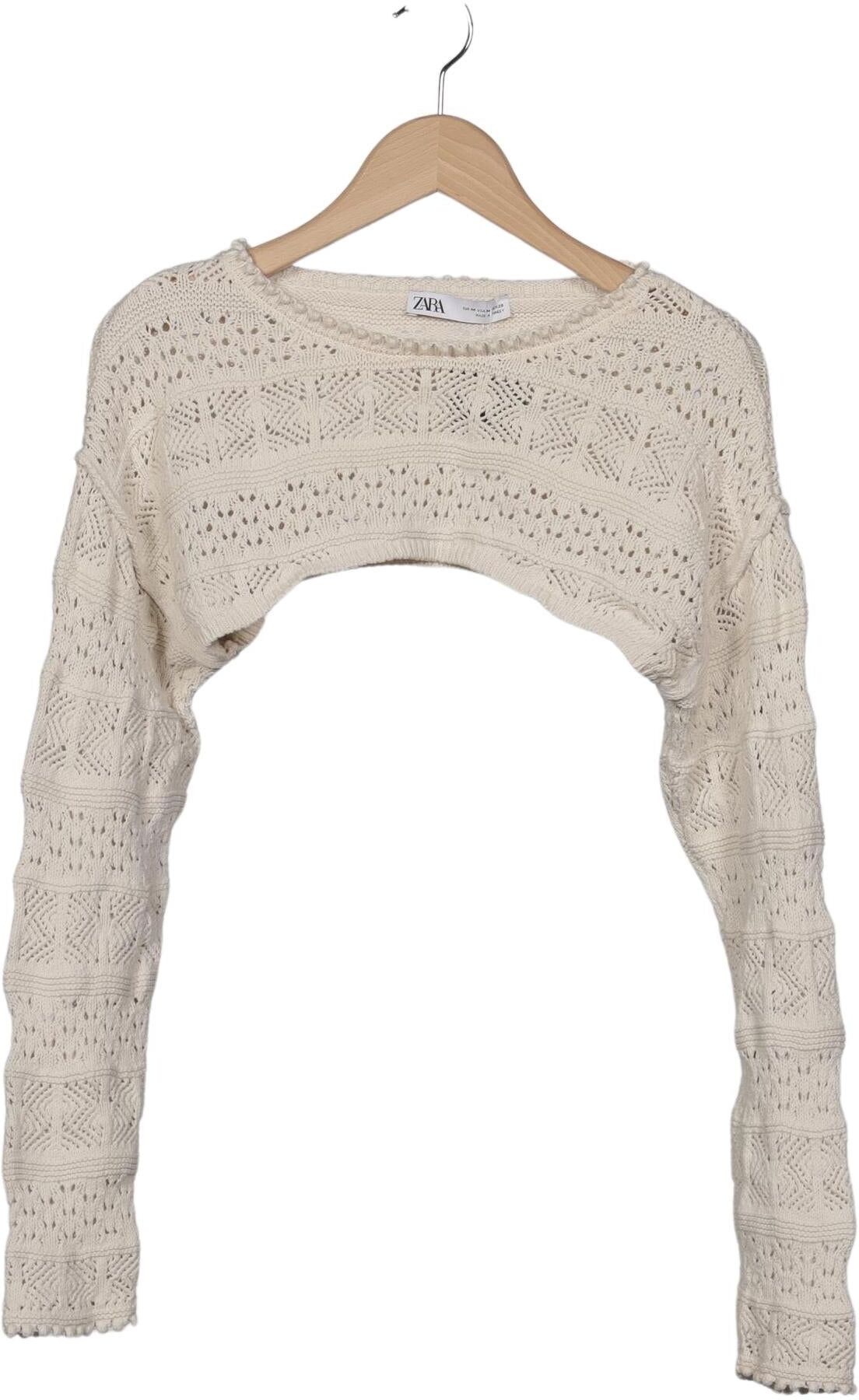 Zara Damen Pullover, Cremeweiß, Gr. M, Baumwolle - Second Hand