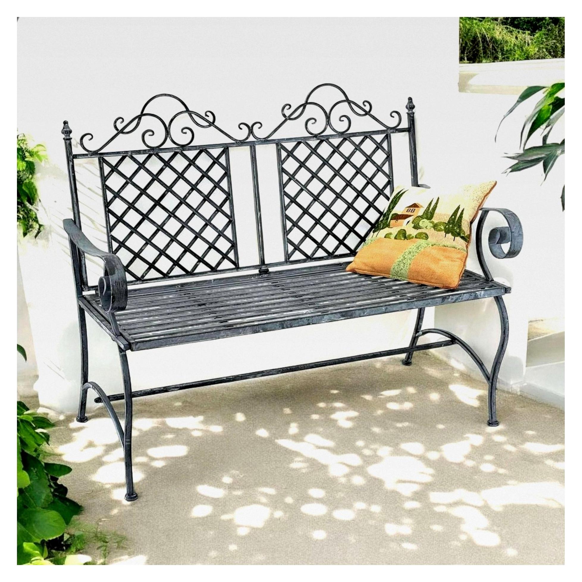 Wetterfeste Gartenbank 2-Sitzer Metall Grau 120 cm