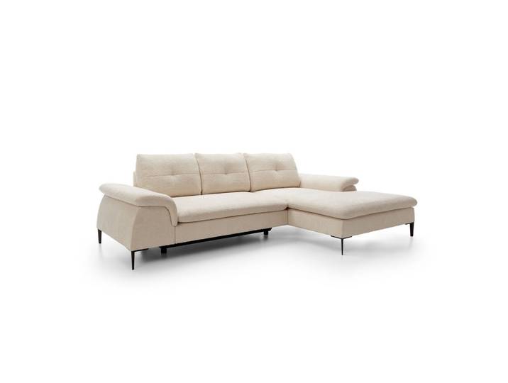 ECKSOFA BREZZA Beige Plüsch-Stoff mit Schlaffunktion