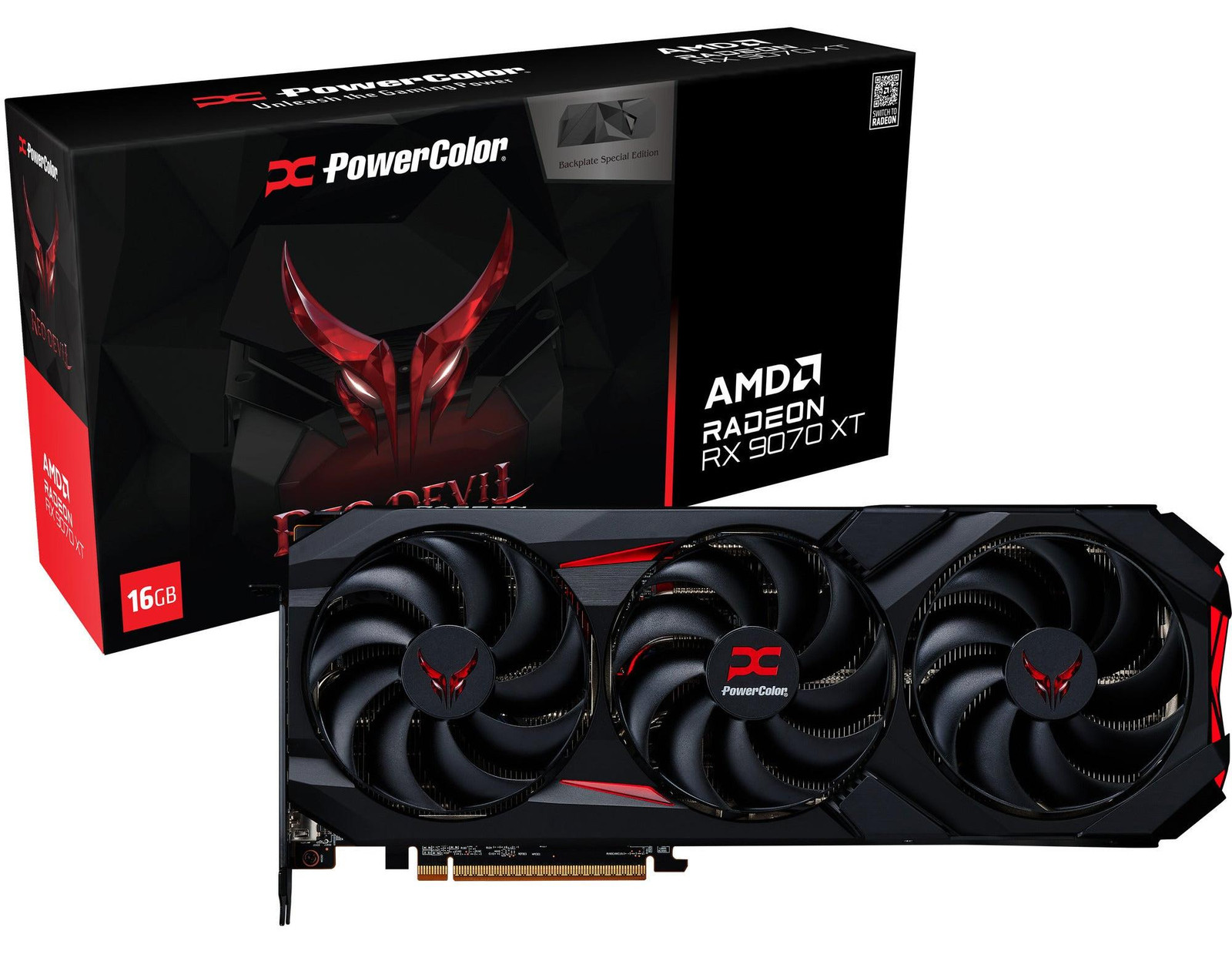 PowerColor Radeon RX 9070 XT Red Devil Special Edition OC 16GB GDDR6 videokaart met 3 ventilatoren