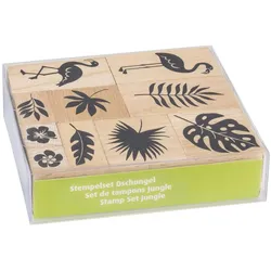 3x Heyda, Stempel, Stempelset Holz VE=10 Stück Dschungel